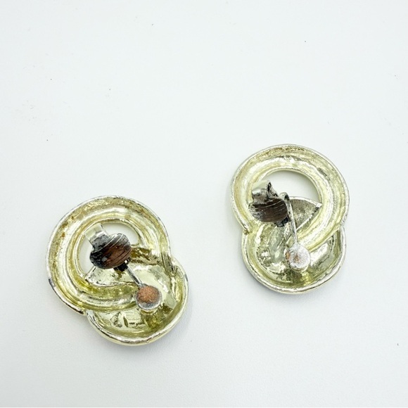 Blue colour Design Studs Clip On Earrings - Picture 4 of 9